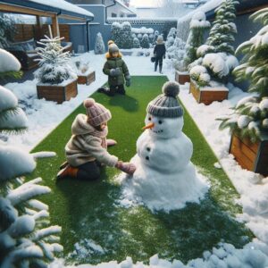 gazon synthétique en hiver